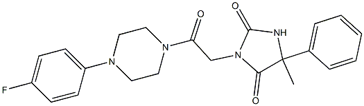 3-{2-[4-(4-fluorophenyl)piperazino]-2-oxoethyl}-5-methyl-5-phenyl-1H-imidazole-2,4(3H,5H)-dione Struktur