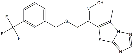 1-(6-methyl[1,3]thiazolo[3,2-b][1,2,4]triazol-5-yl)-2-{[3-(trifluoromethyl)benzyl]sulfanyl}-1-ethanone oxime Struktur