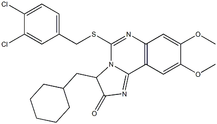 3-(cyclohexylmethyl)-5-[(3,4-dichlorobenzyl)sulfanyl]-8,9-dimethoxyimidazo[1,2-c]quinazolin-2(3H)-one Struktur