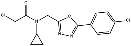 2-chloro-N-{[5-(4-chlorophenyl)-1,3,4-oxadiazol-2-yl]methyl}-N-cyclopropylacetamide Struktur