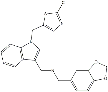 N-(1,3-benzodioxol-5-ylmethyl)-N-((E)-{1-[(2-chloro-1,3-thiazol-5-yl)methyl]-1H-indol-3-yl}methylidene)amine Struktur