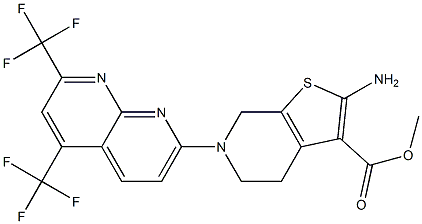 methyl 2-amino-6-[5,7-bis(trifluoromethyl)[1,8]naphthyridin-2-yl]-4,5,6,7-tetrahydrothieno[2,3-c]pyridine-3-carboxylate Struktur