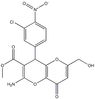 methyl 2-amino-4-(3-chloro-4-nitrophenyl)-6-(hydroxymethyl)-8-oxo-4,8-dihydropyrano[3,2-b]pyran-3-carboxylate Struktur