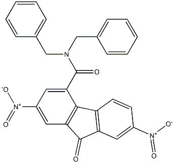 N4,N4-dibenzyl-2,7-dinitro-9-oxo-9H-fluorene-4-carboxamide Struktur