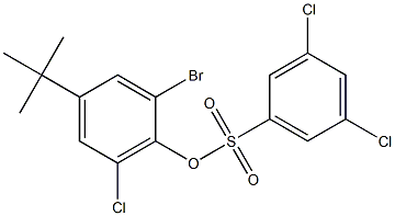 2-bromo-4-(tert-butyl)-6-chlorophenyl 3,5-dichlorobenzene-1-sulfonate Struktur