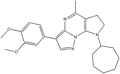 8-cycloheptyl-3-(3,4-dimethoxyphenyl)-5-methyl-7,8-dihydro-6H-pyrazolo[1,5-a]pyrrolo[3,2-e]pyrimidine Struktur