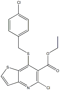 ethyl 5-chloro-7-[(4-chlorobenzyl)thio]thieno[3,2-b]pyridine-6-carboxylate Struktur