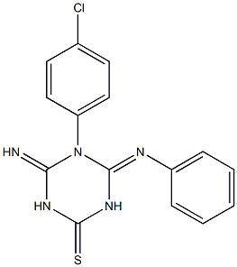 5-(4-chlorophenyl)-4-imino-6-(phenylimino)-1,3,5-triazinane-2-thione Struktur