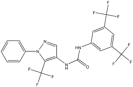 N-[3,5-di(trifluoromethyl)phenyl]-N'-[1-phenyl-5-(trifluoromethyl)-1H-pyrazol-4-yl]urea Struktur