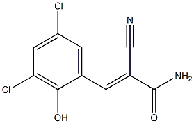 2-cyano-3-(3,5-dichloro-2-hydroxyphenyl)acrylamide Struktur