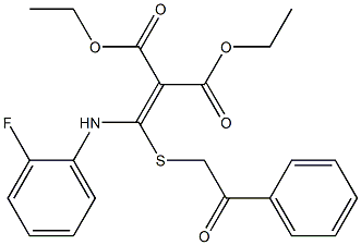 diethyl 2-{(2-fluoroanilino)[(2-oxo-2-phenylethyl)sulfanyl]methylene}malonate Struktur