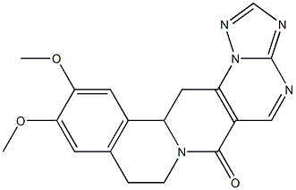 11,12-dimethoxy-8,9,13b,14-tetrahydro-6H-[1,2,4]triazolo[5'',1'':2',3']pyrimido[4',5':4,5]pyrido[2,1-a]isoquinolin-6-one Struktur