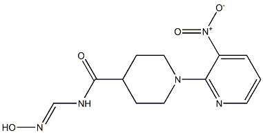 N4-hydroxyiminomethyl-1-(3-nitro-2-pyridyl)piperidine-4-carboxamide Struktur