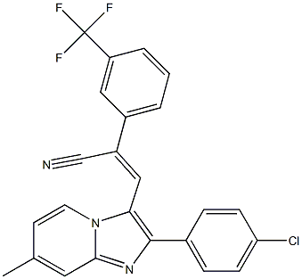 (Z)-3-[2-(4-chlorophenyl)-7-methylimidazo[1,2-a]pyridin-3-yl]-2-[3-(trifluoromethyl)phenyl]-2-propenenitrile Struktur