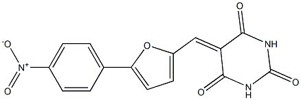 5-{[5-(4-nitrophenyl)-2-furyl]methylidene}hexahydropyrimidine-2,4,6-trione Struktur