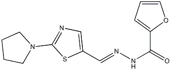 N'-{(E)-[2-(1-pyrrolidinyl)-1,3-thiazol-5-yl]methylidene}-2-furohydrazide Struktur