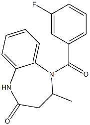 5-(3-fluorobenzoyl)-4-methyl-1,3,4,5-tetrahydro-2H-1,5-benzodiazepin-2-one Struktur