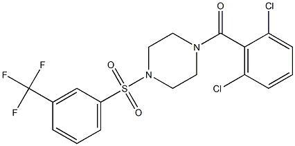 (2,6-dichlorophenyl)(4-{[3-(trifluoromethyl)phenyl]sulfonyl}piperazino)methanone Struktur