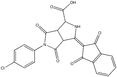 5-(4-chlorophenyl)-3-(1,3-dioxo-1,3-dihydro-2H-inden-2-yliden)-4,6-dioxooctahydropyrrolo[3,4-c]pyrrole-1-carboxylic acid Struktur