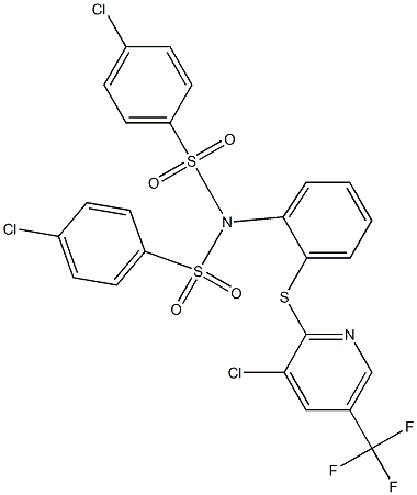 4-chloro-N-[(4-chlorophenyl)sulfonyl]-N-(2-{[3-chloro-5-(trifluoromethyl)-2-pyridinyl]sulfanyl}phenyl)benzenesulfonamide Struktur