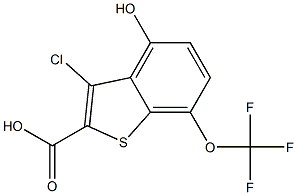 3-chloro-4-hydroxy-7-(trifluoromethoxy)benzo[b]thiophene-2-carboxylic acid Struktur