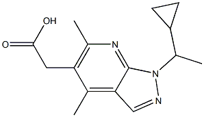 [1-(1-cyclopropylethyl)-4,6-dimethyl-1H-pyrazolo[3,4-b]pyridin-5-yl]acetic acid Struktur