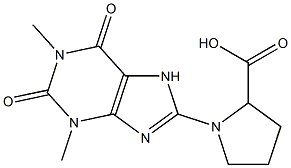 1-(1,3-dimethyl-2,6-dioxo-2,3,6,7-tetrahydro-1H-purin-8-yl)pyrrolidine-2-carboxylic acid Struktur