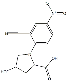 1-(2-cyano-4-nitrophenyl)-4-hydroxypyrrolidine-2-carboxylic acid Struktur