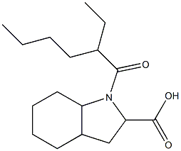 1-(2-ethylhexanoyl)-octahydro-1H-indole-2-carboxylic acid Struktur