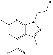 1-(2-hydroxyethyl)-3,6-dimethyl-1H-pyrazolo[3,4-b]pyridine-4-carboxylic acid Struktur