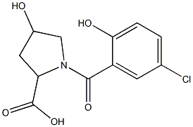 1-(5-chloro-2-hydroxybenzoyl)-4-hydroxypyrrolidine-2-carboxylic acid Struktur