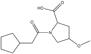 1-(cyclopentylacetyl)-4-methoxypyrrolidine-2-carboxylic acid Struktur