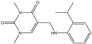 1,3-dimethyl-5-({[2-(propan-2-yl)phenyl]amino}methyl)-1,2,3,4-tetrahydropyrimidine-2,4-dione Struktur