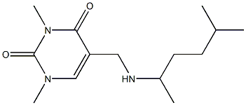 1,3-dimethyl-5-{[(5-methylhexan-2-yl)amino]methyl}-1,2,3,4-tetrahydropyrimidine-2,4-dione Struktur