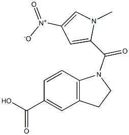 1-[(1-methyl-4-nitro-1H-pyrrol-2-yl)carbonyl]indoline-5-carboxylic acid Struktur