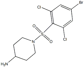 1-[(4-bromo-2,6-dichlorobenzene)sulfonyl]piperidin-4-amine Struktur