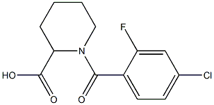 1-[(4-chloro-2-fluorophenyl)carbonyl]piperidine-2-carboxylic acid Struktur