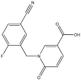 1-[(5-cyano-2-fluorophenyl)methyl]-6-oxo-1,6-dihydropyridine-3-carboxylic acid Struktur