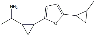 1-{2-[5-(2-methylcyclopropyl)furan-2-yl]cyclopropyl}ethan-1-amine Struktur