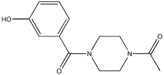 1-{4-[(3-hydroxyphenyl)carbonyl]piperazin-1-yl}ethan-1-one Struktur