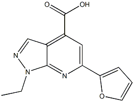 1-ethyl-6-(2-furyl)-1H-pyrazolo[3,4-b]pyridine-4-carboxylic acid Struktur