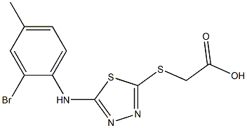 2-({5-[(2-bromo-4-methylphenyl)amino]-1,3,4-thiadiazol-2-yl}sulfanyl)acetic acid Struktur