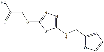 2-({5-[(furan-2-ylmethyl)amino]-1,3,4-thiadiazol-2-yl}sulfanyl)acetic acid Struktur