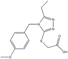 2-({5-ethyl-4-[(4-methoxyphenyl)methyl]-4H-1,2,4-triazol-3-yl}sulfanyl)acetic acid Struktur