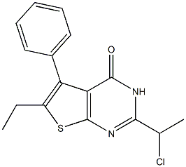 2-(1-chloroethyl)-6-ethyl-5-phenyl-3H,4H-thieno[2,3-d]pyrimidin-4-one Struktur