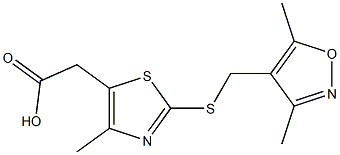 2-(2-{[(3,5-dimethyl-1,2-oxazol-4-yl)methyl]sulfanyl}-4-methyl-1,3-thiazol-5-yl)acetic acid Struktur