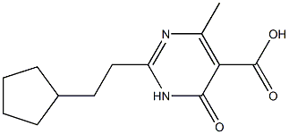 2-(2-cyclopentylethyl)-4-methyl-6-oxo-1,6-dihydropyrimidine-5-carboxylic acid Struktur