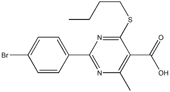 2-(4-bromophenyl)-4-(butylthio)-6-methylpyrimidine-5-carboxylic acid Struktur