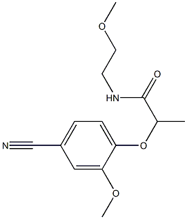 2-(4-cyano-2-methoxyphenoxy)-N-(2-methoxyethyl)propanamide Struktur