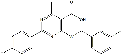 2-(4-fluorophenyl)-4-methyl-6-[(3-methylbenzyl)thio]pyrimidine-5-carboxylic acid Struktur